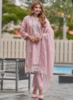 Organza Pink Eid Wear Embroidery Work Pakistani Suit